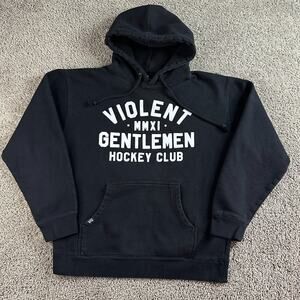 Violent Gentlemen Hoodie Mens Medium Black White VGHC Hockey Clubsweatshirt